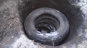 Дренажный колодец.  Дренаж из покрышек. Своими руками