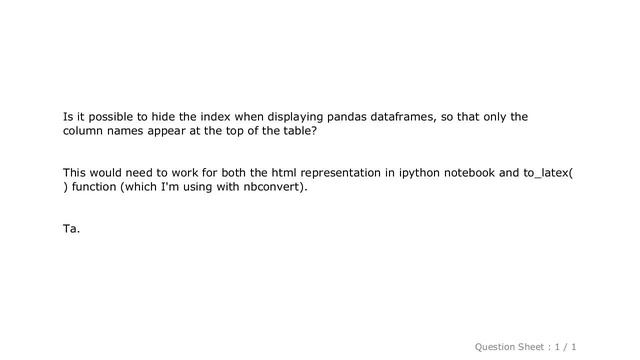 Pandas : Pandas dataframe hide index functionality? смотреть онлайн