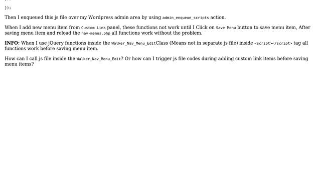 Wordpress: enqueue script during add menu items means before save menu items смотреть онлайн
