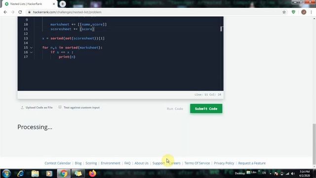 Nested Lists || Second Lowest marks || Python 3 || HackerRank смотреть онлайн