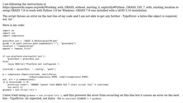 GIS: GRASS7.8 setup to work externally in Python смотреть онлайн