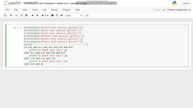 Sude Sarı 9-B Python Kod Çalışması-2 смотреть онлайн