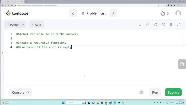 94. Binary Tree Inorder Traversal - Python LeetCode Solution смотреть онлайн