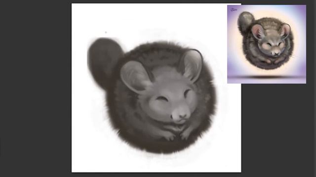 Повторяю рисунок милой шиншиллы из Deviantart