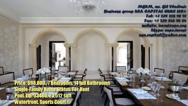 Аренда. Особняк в Майами $98,000 в мес. Частный выход в Океан смотреть онлайн