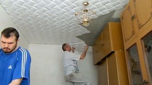 Как Быстро  клеить потолочную плитку