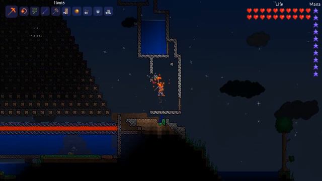 Terraria Liquid Experiment: Water! Doors! Boxes! YAY! (5/7 Very Old Game Version)