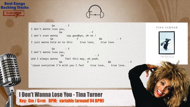 🎙 I Don't Wanna Lose You - Tina Turner Vocal Backing Track with chords and lyrics смотреть онлайн