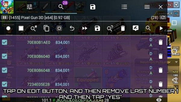 Pixel Gun 3D - How to unlock weapons using Game Guardian (Weapon ID), Works on 23.6