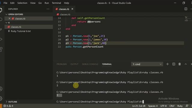 Ruby Tutorial For Beginners - Classes and Objects in Ruby смотреть онлайн