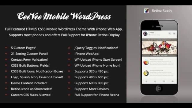 Preview CeeVee Mobile Retina | WordPress Version Mobile смотреть онлайн
