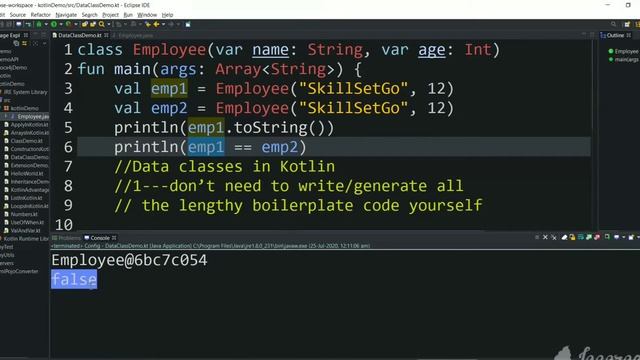 Difference between class and data class in Kotlin | Kotlin tutorial for beginners part 15. смотреть онлайн