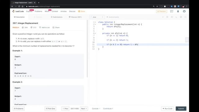 LeetCode - Integer Replacement смотреть онлайн
