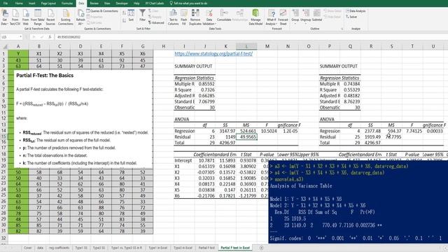 087 Partial F test for Multiple Regression Analysis in Excel and R смотреть онлайн