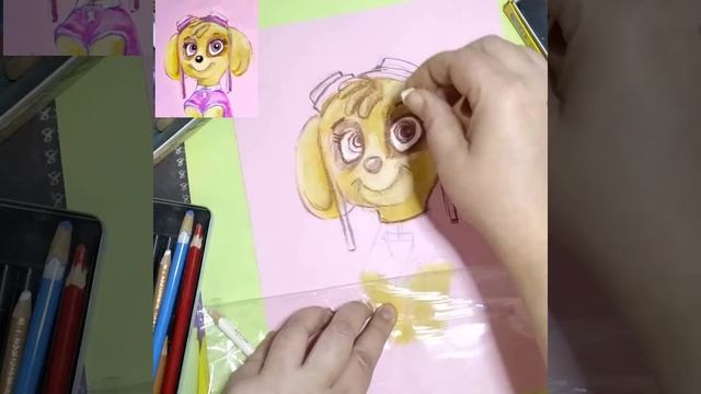 Щенячий патруль. Рисуем Скай пастелью.Видео для гаджетов. смотреть онлайн