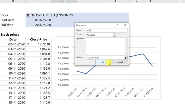 How to create dynamic stock price chart in MS Excel| How to link a dynamic range to a chart in Exce смотреть онлайн