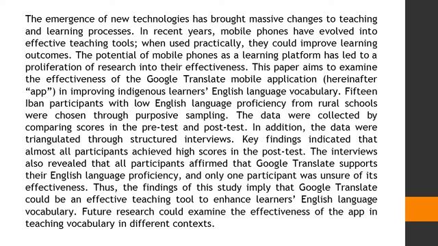 Enhancing English Language Vocabulary Learning among Indigenous Learners through Google Translate J смотреть онлайн