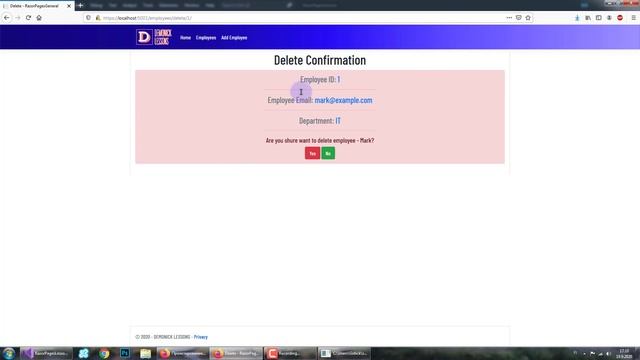 Разработка C# - Урок 10 Core Razor Pages (.NET Core 3.1)|Удаление работника, частичное представлени смотреть онлайн