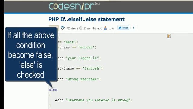 PHP If..elseif..else statement смотреть онлайн