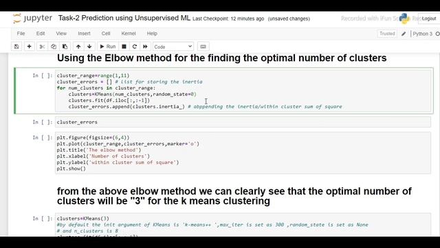 Prediction using Unsupervised ML|K-means clustering смотреть онлайн