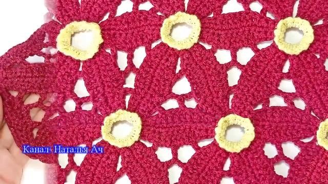 Красивый цветочный узор из 3-угольных мотивов крючком - Схема смотреть онлайн