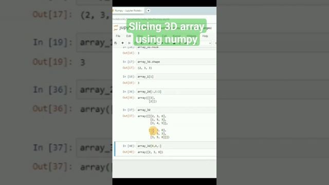 Indexing and slicing 3D array using numpy in python смотреть онлайн
