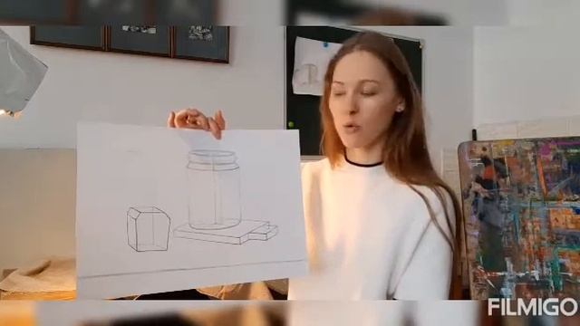 Сквозное построение натюрморта (предметы как бы из проволоки, и все видно). Рисунок смотреть онлайн