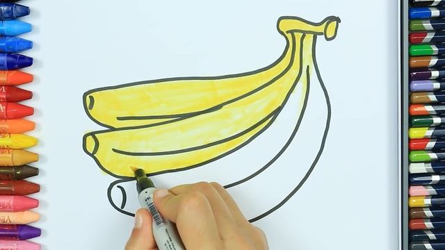 Как нарисовать банан | Раскраски детей HD | Рисование и окраска | Рисование для детей смотреть онлайн