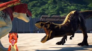 Black T-Rex Vs Terry | Black Tyrannosaurus Vs T-Rex - Jurassic World Evolution (Dinosaur King Mod)