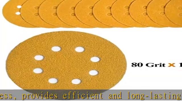 Aiyard 5-Inch 8-Hole Hook and Loop Sanding Discs 80-Grit Random Orbit Sandpaper, 100-Pack смотреть онлайн