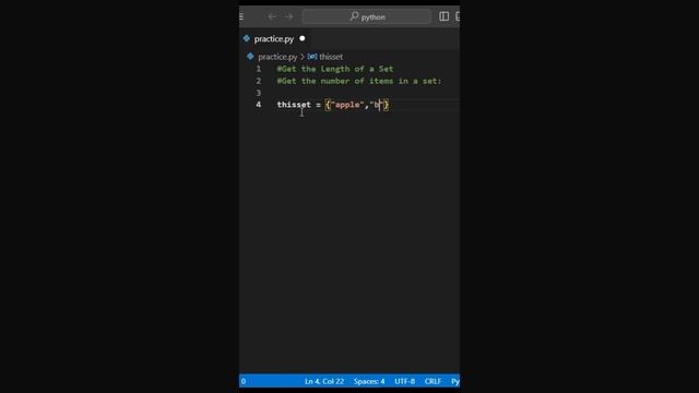 Get The Length of a set #python #coding #pythonprogramming #code #programming #pythoncoding смотреть онлайн