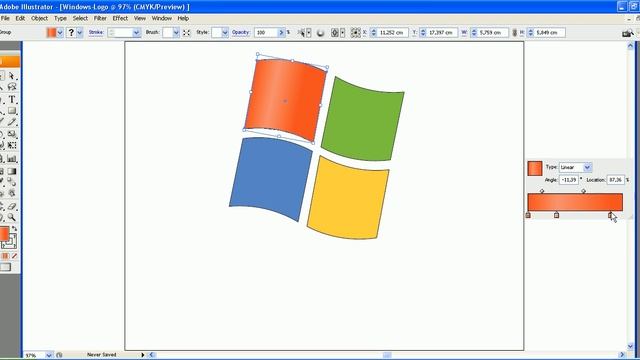 How to Make Windows Logo With Adobe Illustrator, Tutorial Create Draw Windows XP смотреть онлайн