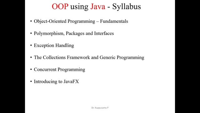 Object Oriented Programming (OOP) using Java Syllabus смотреть онлайн