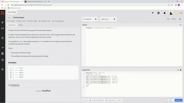 Codewars 8 kyu Find the Integral JavaScript смотреть онлайн