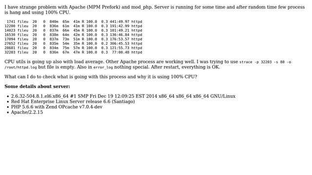 Apache process hang and 100% CPU usage смотреть онлайн