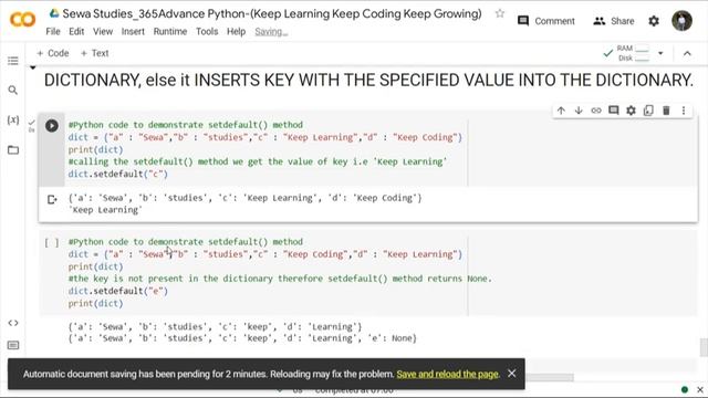 Day 158 :-dict.items() and setdefault() Using Python смотреть онлайн