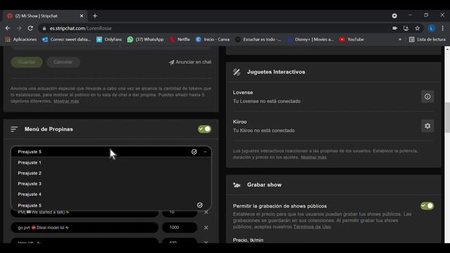 Tutorial  Stripchat = Ajustes)