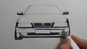 Как нарисовать BMW E38 | Рисуем БМВ Е38 маркерами