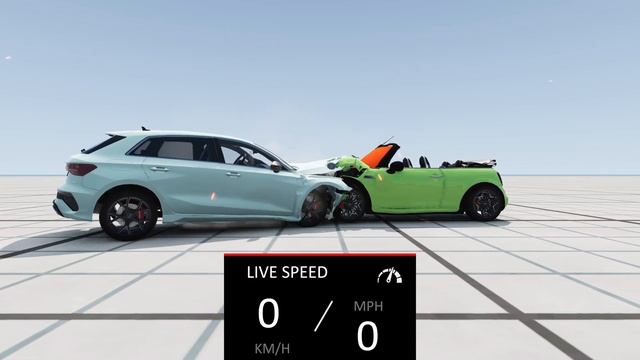 Audi RS3 vs Mini Cooper S Cabrio. Crash test. BeamNG смотреть онлайн