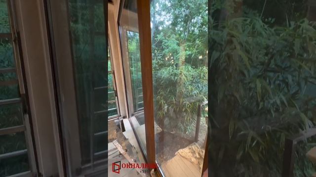 Остеклили баню из алюминиевого теплого профиля Алютех W62 ламинированного под дерево смотреть онлайн