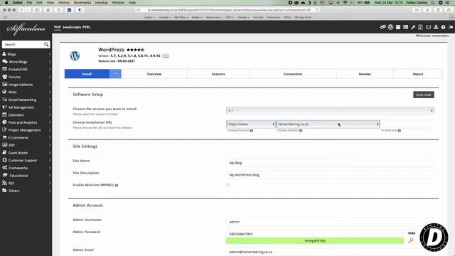 WordPress DIY Website Project Part 1 | Installing WP with Softaculous смотреть онлайн