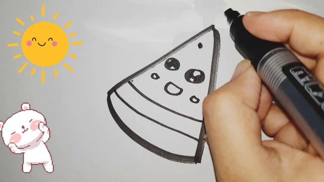 Как нарисовать МИЛЫЙ АРБУЗ ПРОСТО, Рисунки для детей и начинающих #drawings #kids смотреть онлайн
