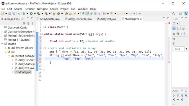 Months and Days Array in Java смотреть онлайн
