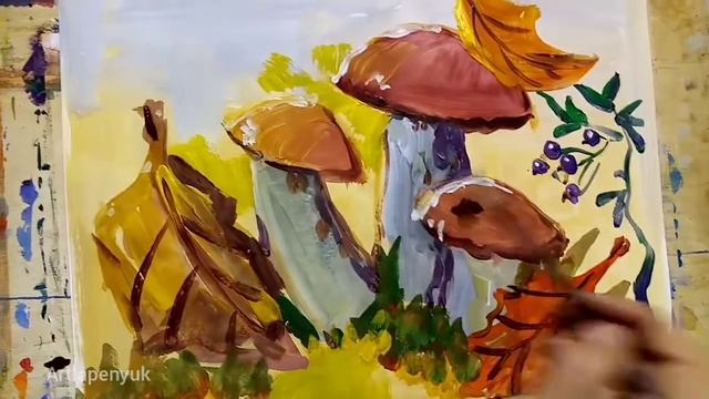 Осенние грибы/ рисуем с детьми смотреть онлайн