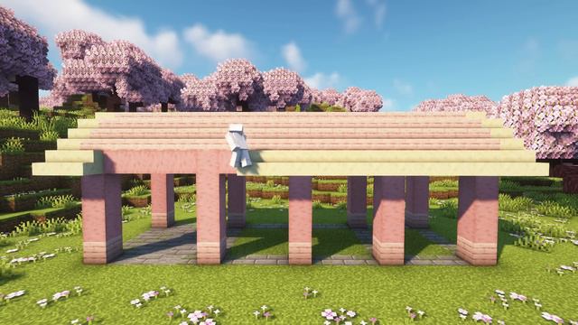 [Minecraft] How to Build a Cherry Blossom Stable / Tutorial смотреть онлайн