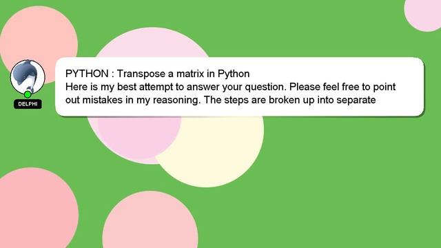 PYTHON : Transpose a matrix in Python смотреть онлайн