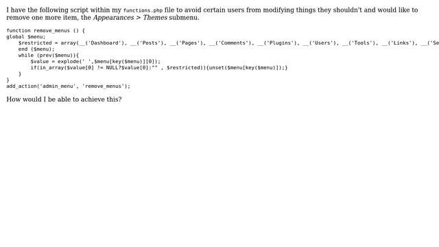 Wordpress: Remove submenu item from list смотреть онлайн