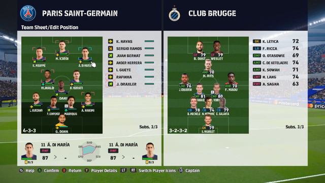 PES 2021 - Paris Saint Germain vs Club Brugge - UEFA Champions League -The Journey EPS 3 смотреть онлайн