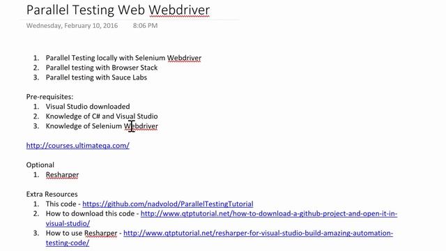 1 table of contents and prerequisites for parallel testing смотреть онлайн