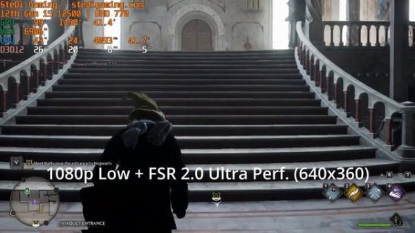 Hogwarts Legacy on Intel UHD770 integrated graphics with Core i5-12500 on Low settings.